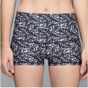 Lululemon Shine Athletic Shorts 2" Roll Down Shimmy Shimmer Black White Sequin
